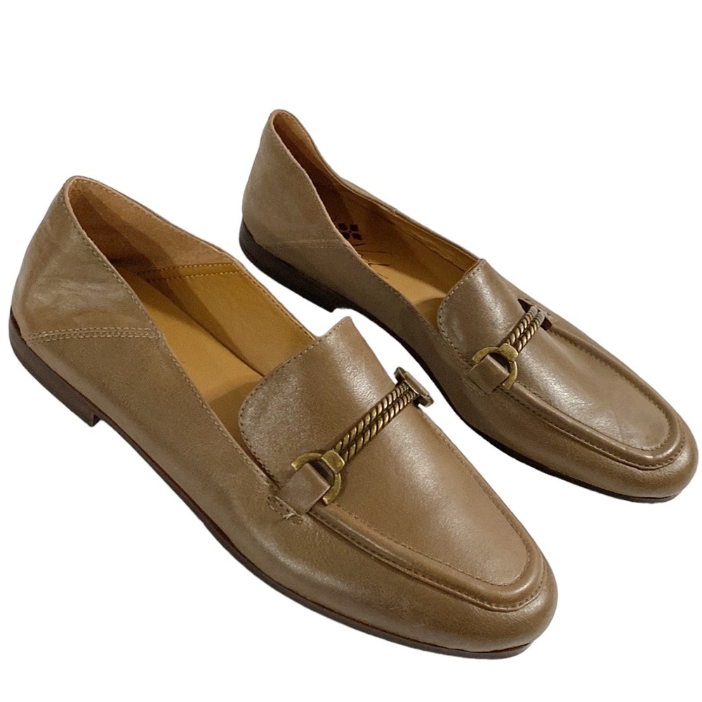 New Patricia Nash Fia horsebit loafer collapsible heel in taupe tan leather sz 7